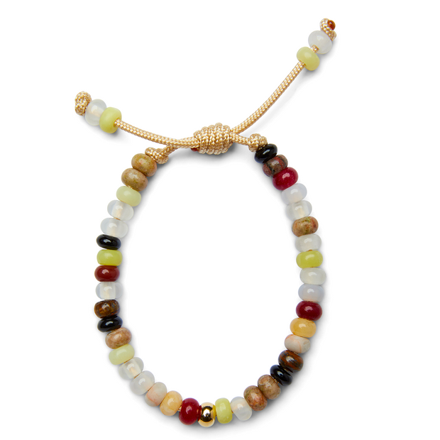 Neutral Spiced Candy Gemstone and 14k Yellow Gold Bracelet