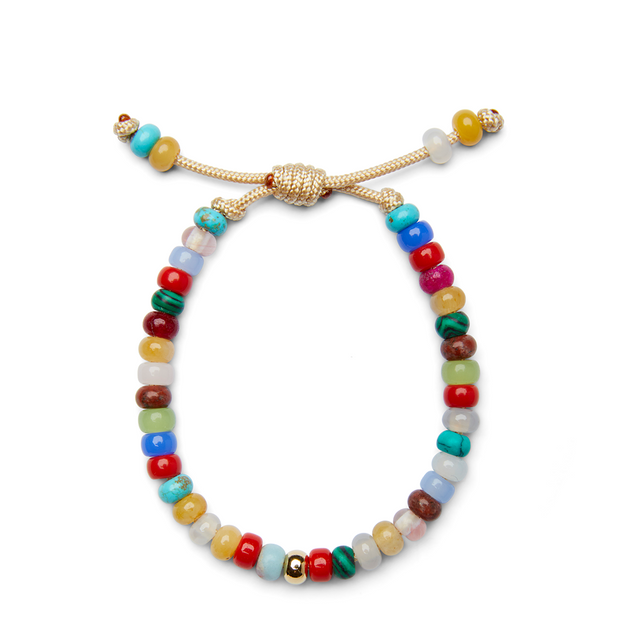 Bright Multicolor Candy Gemstone and 14k Yellow Gold Bracelet