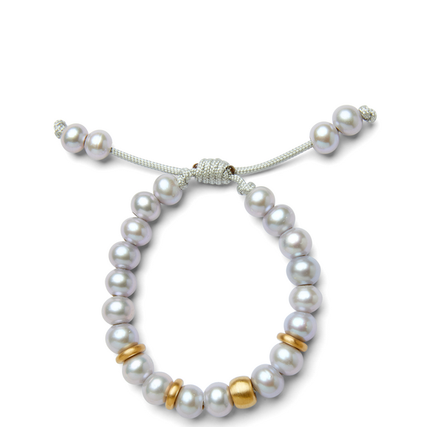 Seaside Gray Freshwater Pearl and 14k Yellow Gold Bracelet