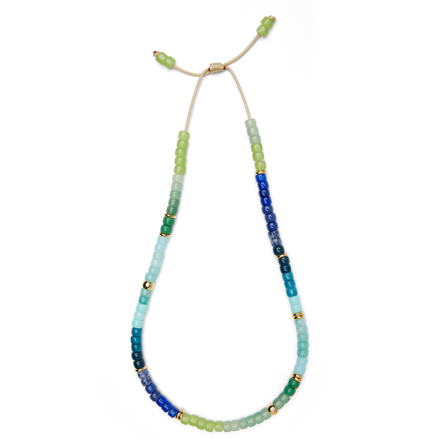 Ocean Ombre and 14k Yellow Gold Necklace