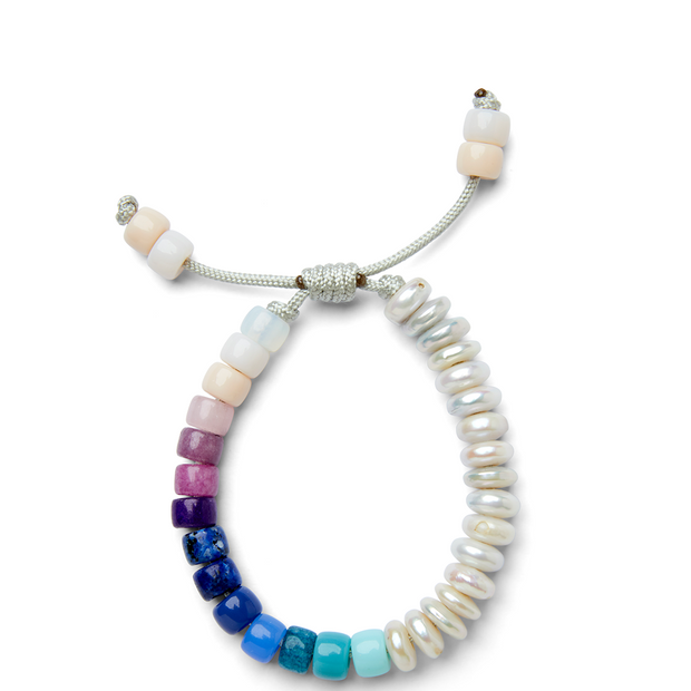 White Disc Freshwater Pearl and Cool Gemstone Bracelet