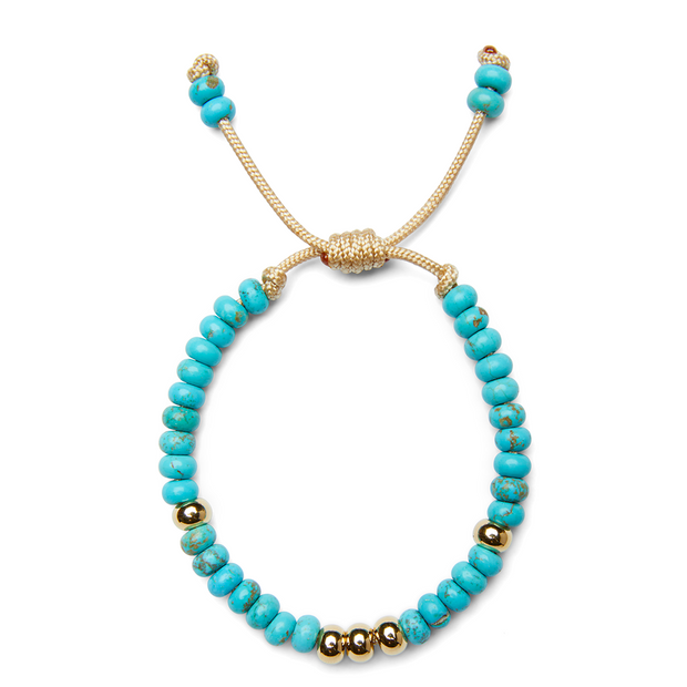 Turquoise Candy Gemstone and 14k Yellow Gold Bracelet