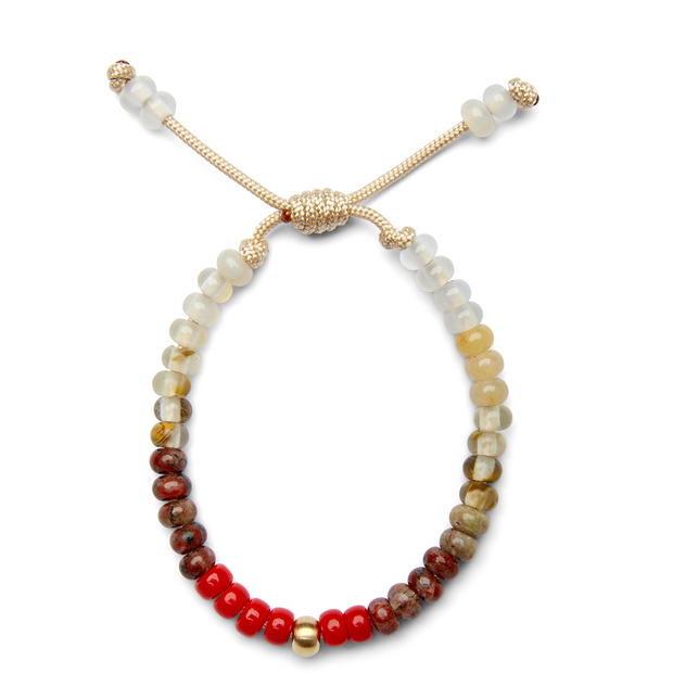 Coral Cave Candy Gemstone and 14k Yellow Gold Bracelet