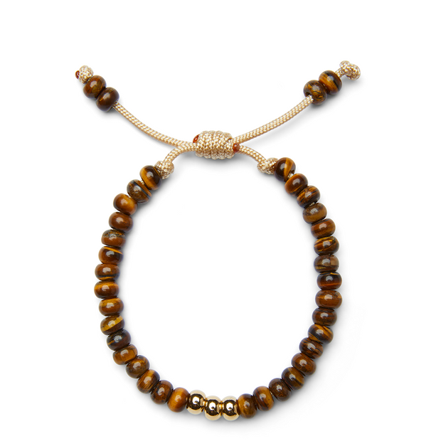 Bright Tiger's Eye Candy Gemstone and 14k Yellow Gold Bracelet