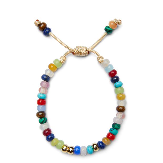 Bold Multicolor Candy Gemstone and 14k Yellow Gold Bracelet