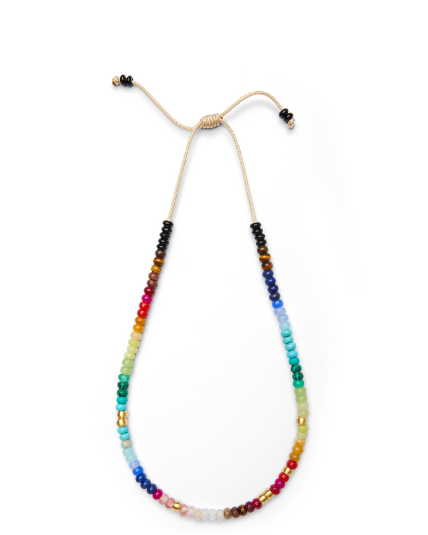 Rainbow Candy Gemstone and 14k Yellow Gold Necklace