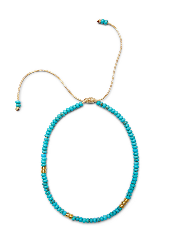 Turquoise Candy Gemstone and 14k Yellow Gold Necklace