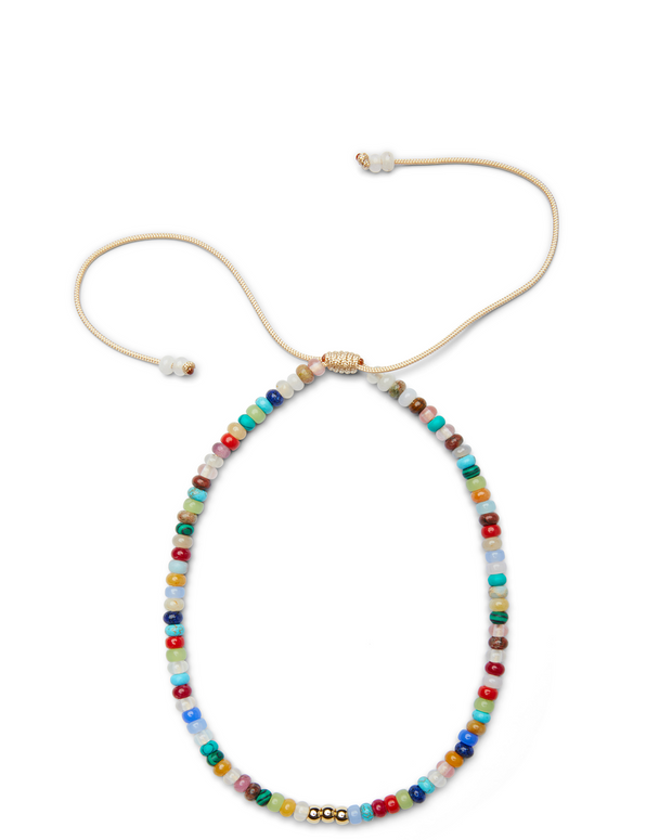Multicolor Candy Gemstone and 14k Yellow Gold Necklace