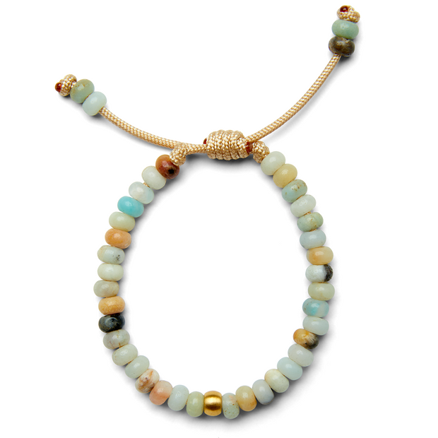Seaglass Candy Gemstone and 14k Yellow Gold Bracelet