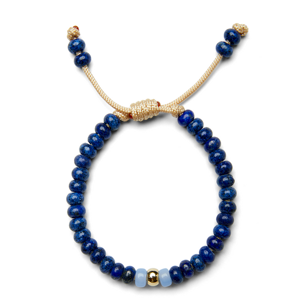 Blue Grotto Candy Gemstone and 14k Yellow Gold Bracelet