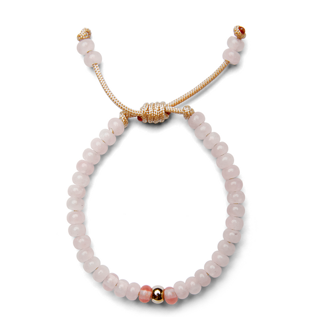 Pink Cloud Candy Gemstone and 14k Yellow Gold Bracelet