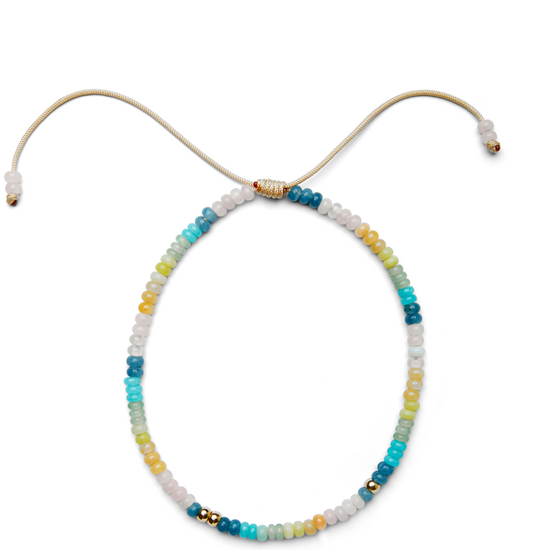 Coastal Rainbow Candy Gemstone and 14k Yellow Gold Choker