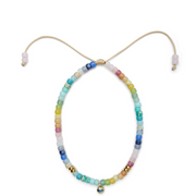 Pastel Rainbow Gemstone and 14k Yellow Gold Evil Eye Choker