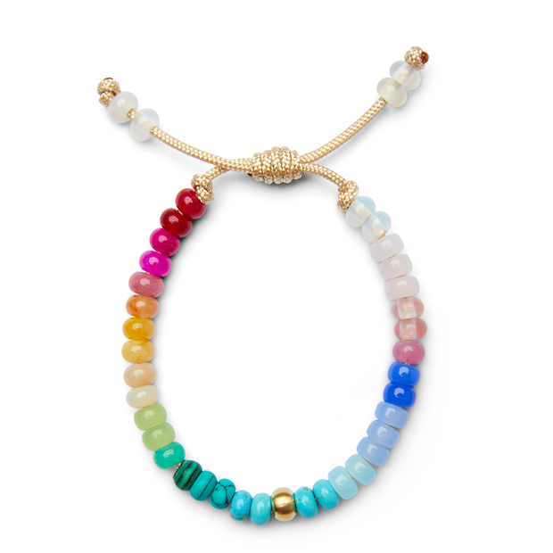 Rainbow Candy Gemstone and 14k Yellow Gold Bracelet