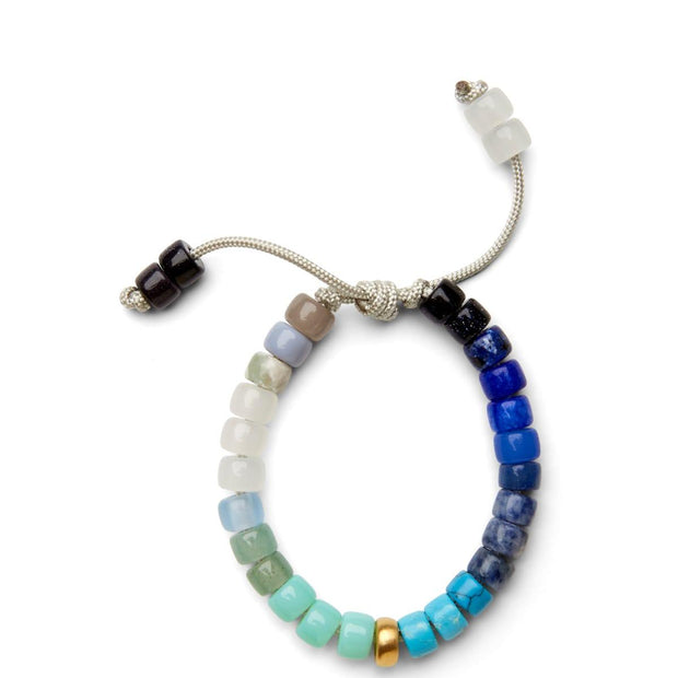 Ocean Blue Multi Gemstone and 14k Yellow Gold Bracelet - Caroline Crow Designs