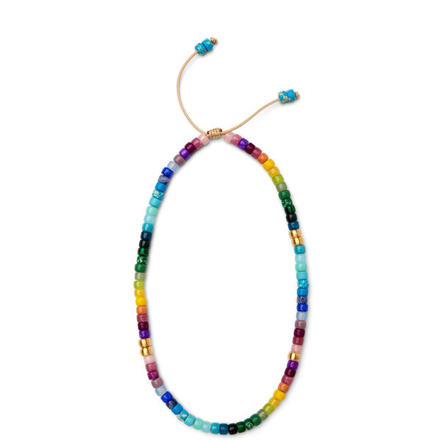Lavender Rainbow Gemstone and 14k Yellow Gold Necklace - Caroline Crow Designs