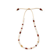 White Turquoise, Jasper, Agate, Goldstone and 14k Yellow Gold Necklace - Caroline Crow Designs