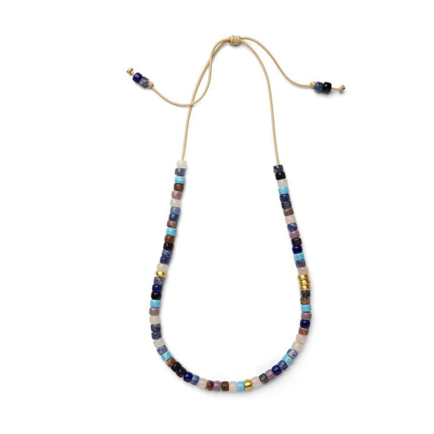 Blue Multi Gemstone and 14k Yellow Gold Necklace - Caroline Crow Designs