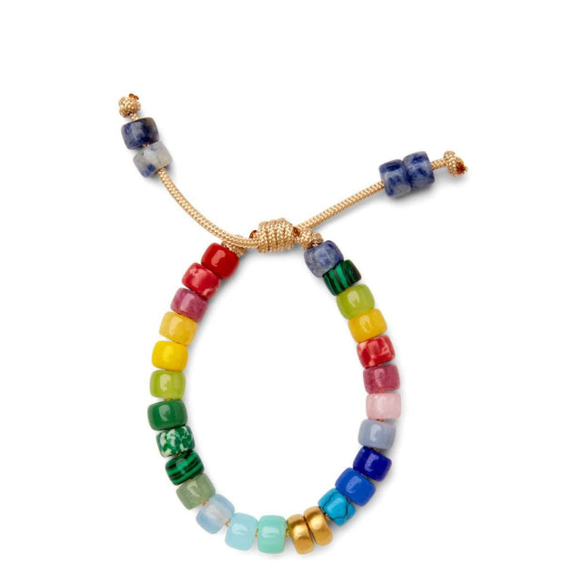 Rainbow Gemstone and 14k Yellow Gold Bracelet - Caroline Crow Designs