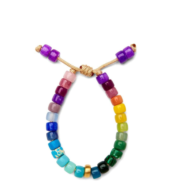 Lavender Rainbow Gemstone and 14k Yellow Gold Bracelet