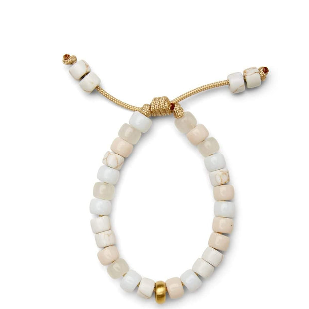 White Turquoise, Agate and 14k Yellow Gold Bracelet - Caroline Crow Designs