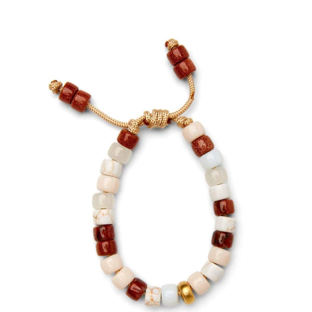 Goldstone, White Turquoise, Jasper, Agate and 14k Yellow Gold Bracelet - Caroline Crow Designs