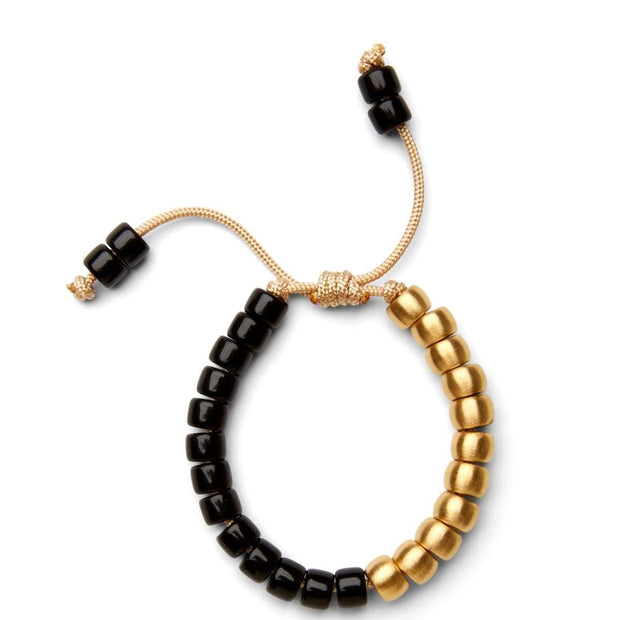 Half and Half, Obsidian and 14k Yellow Gold Bracelet - Caroline Crow Designs