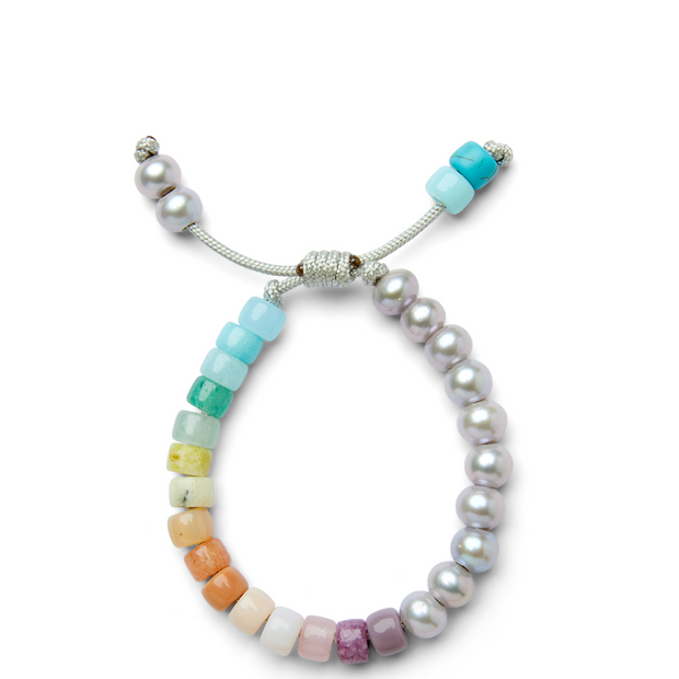 Gray Freshwater Pearl and Tropical Gemstone Bracelet
