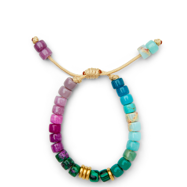 Jewel Tone Ombre and 14k Yellow Gold Bracelet