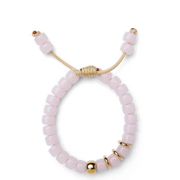 Pink Moonstone and 14k Yellow Gold Bracelet