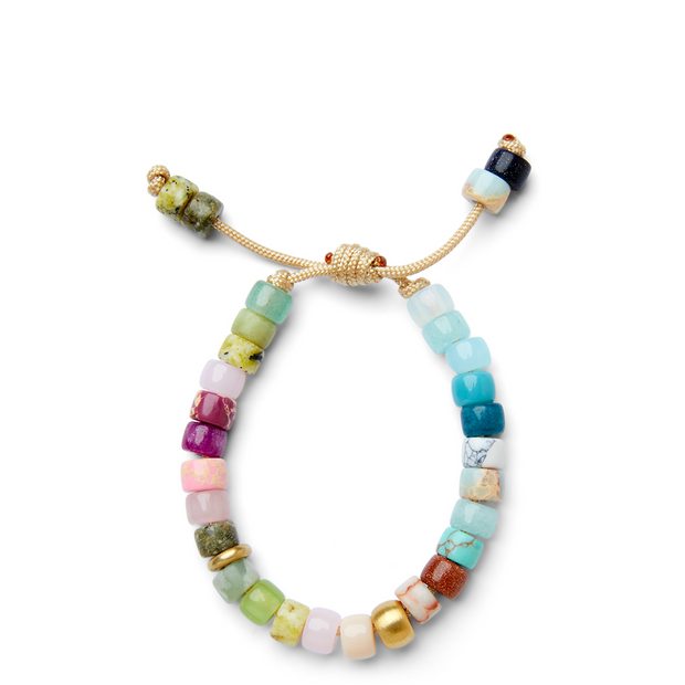 Wildflower Multi Gemstone and 14k Yellow Gold Bracelet