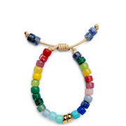 Rainbow Gemstone and 14k Yellow Gold Bracelet - Caroline Crow Designs