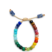 Rainbow Gemstone and 14k Yellow Gold Bracelet - Caroline Crow Designs