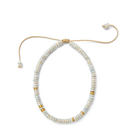 White Disc Freshwater Pearl and 14k Yellow Gold Necklace