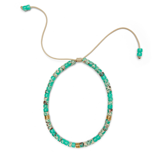 Green Calcite and 14k Yellow Gold Choker