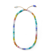 Pastel Rainbow Gemstone and 14k Yellow Gold Necklace