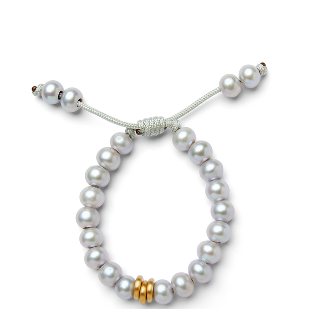 Beachside Gray Freshwater Pearl and 14k Yellow Gold Bracelet