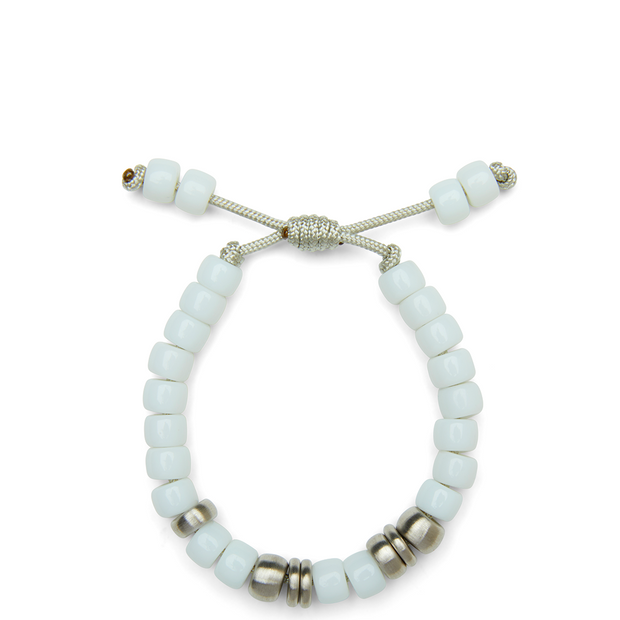Snowy White Agate and Sterling Silver Bracelet