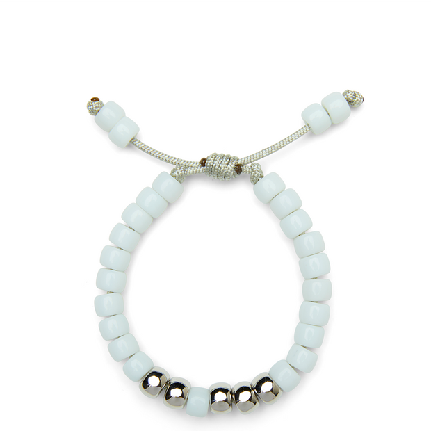 Bright White Agate and Sterling Silver Bracelet