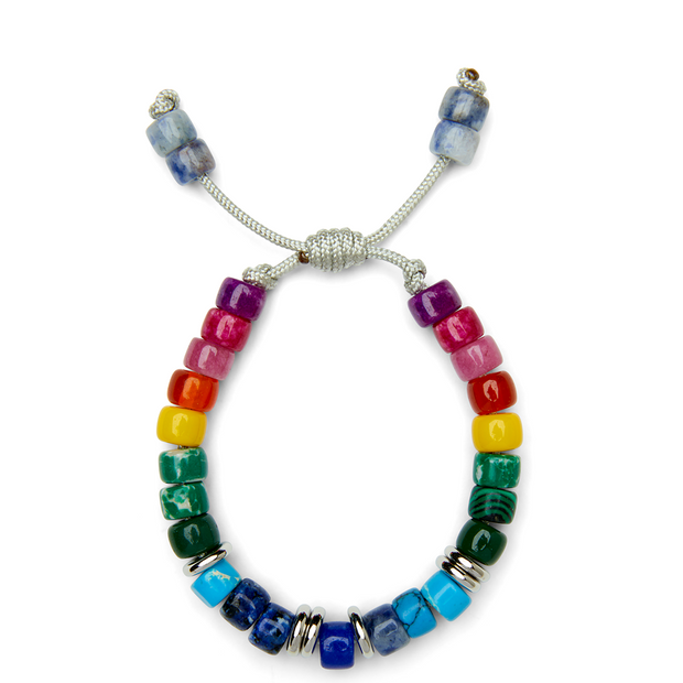 Bold Rainbow and Sterling Silver Bracelet