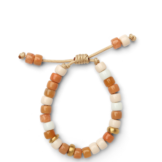 Nude Agate, Peach Agate and 14k Yellow Gold Bracelet - Caroline Crow Designs